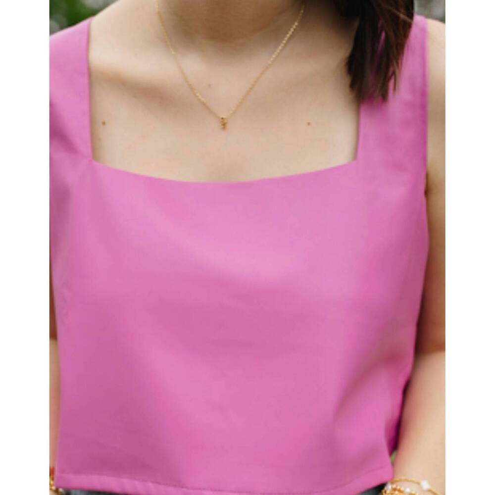 NEW BUDDYLOVE manning vegan leather cropped tank top in magenta